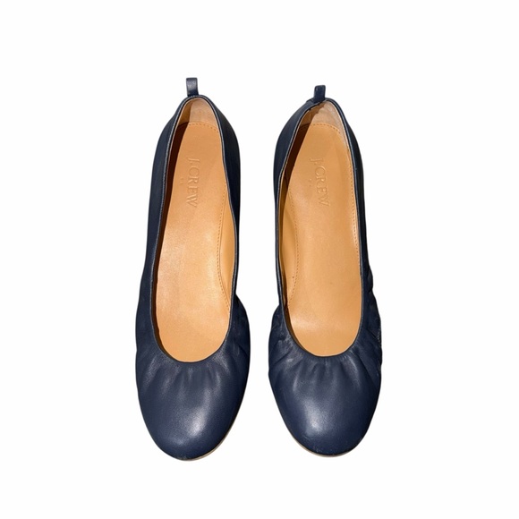 J.Crew Cece Navy Leather Round Toe Slip on Ballet Flat Made in Italy Size 8.5 - Picture 9 of 9
